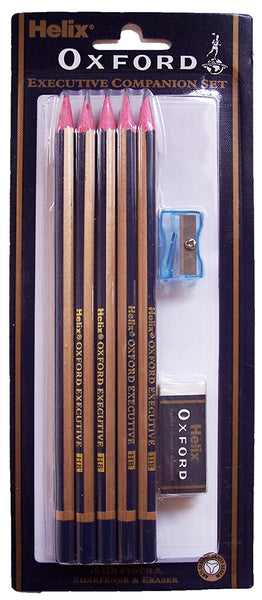 Helix Oxford Executive Companion Set - 10 Pencils (HB) , Eraser (Rubber) & Pencil Sharpener - hanrattycraftsgifts.co.uk