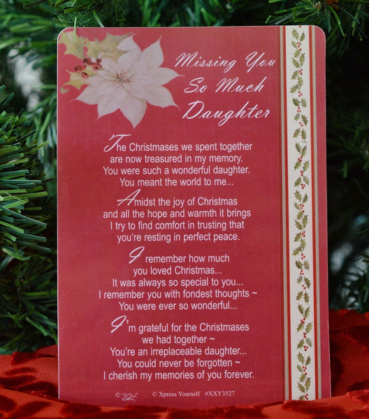 Graveside Memorial Christmas Card & Holder -Missing You So Much Daughter 3527 - hanrattycraftsgifts.co.uk