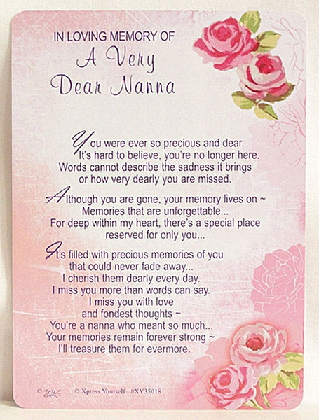 Grave Card - In Loving Memory Of A Very Dear Nanna - hanrattycraftsgifts.co.uk