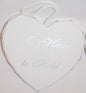 White "Happy Ever After Begins Today" Miniature Hanging Wedding Plaque - hanrattycraftsgifts.co.uk