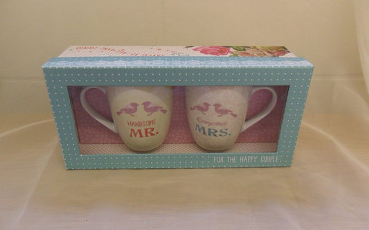 The Wedding Boutique Gift Set - Mr & Mrs Mug Set 59007 - hanrattycraftsgifts.co.uk