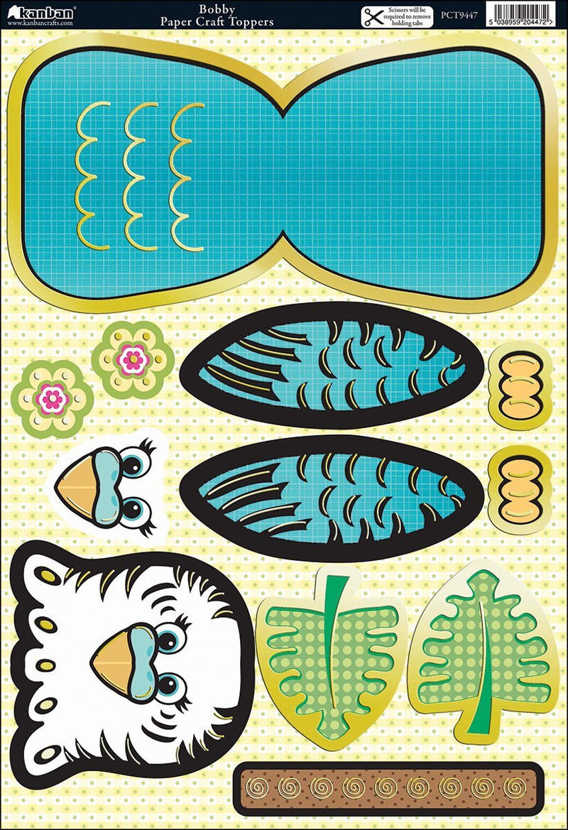 Wobbler Die-Cut Punch-Out Card 2-Sheet Pack-Bobby Blue/White - hanrattycraftsgifts.co.uk