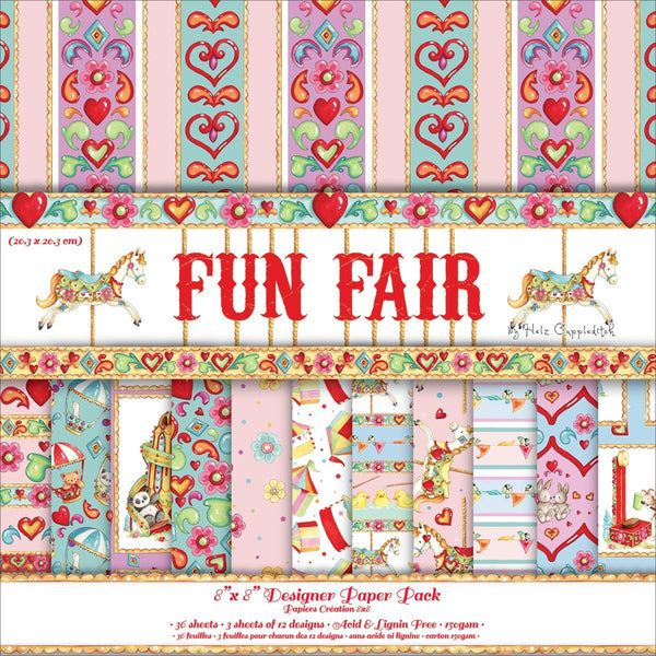 Premium Craft Cardstock Fun Fair Helz Cuppleditch 8 x 8Ó Scrapbook Paper Pack - hanrattycraftsgifts.co.uk