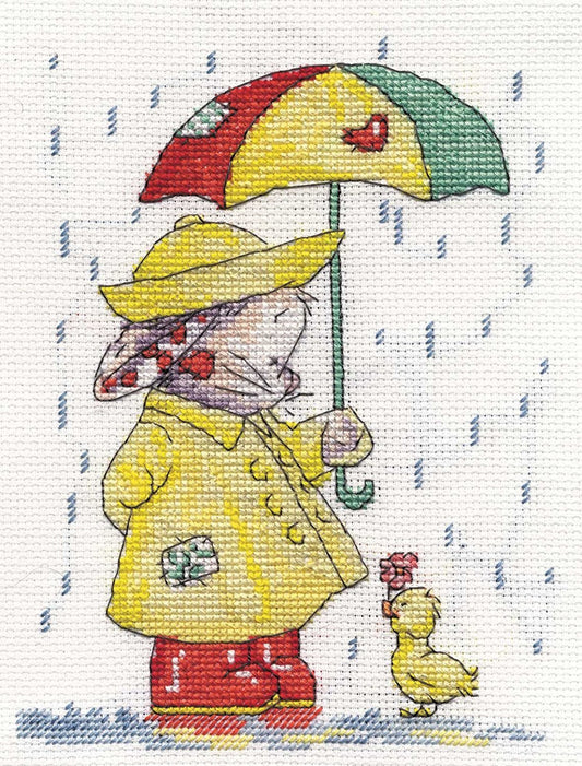 DMC April Showers 16 Count Cross Stitch Kit, Multi-Colour - hanrattycraftsgifts.co.uk