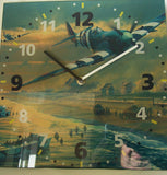 royal airforce spitfire & d days landing square wall clock official licensed product - hanrattycraftsgifts.co.uk