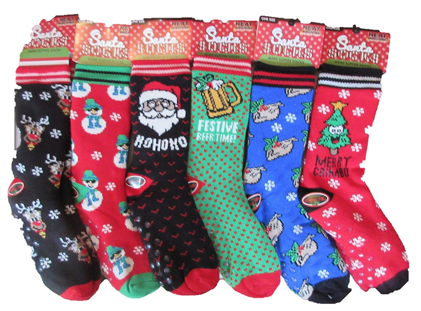 mens santa slipper socks heat machine one pair at random - hanrattycraftsgifts.co.uk