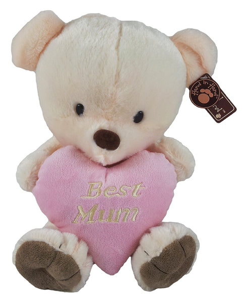 Best Mum Cute Teddy Bear with Heart - Mother's Day Gift - FREE UK SHIPPING - hanrattycraftsgifts.co.uk