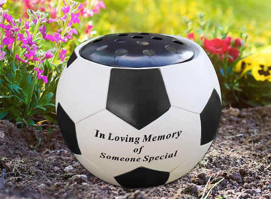 Football Graveside Memorial Coloured Grave Decoration Ornament High Quality Resin - Black
