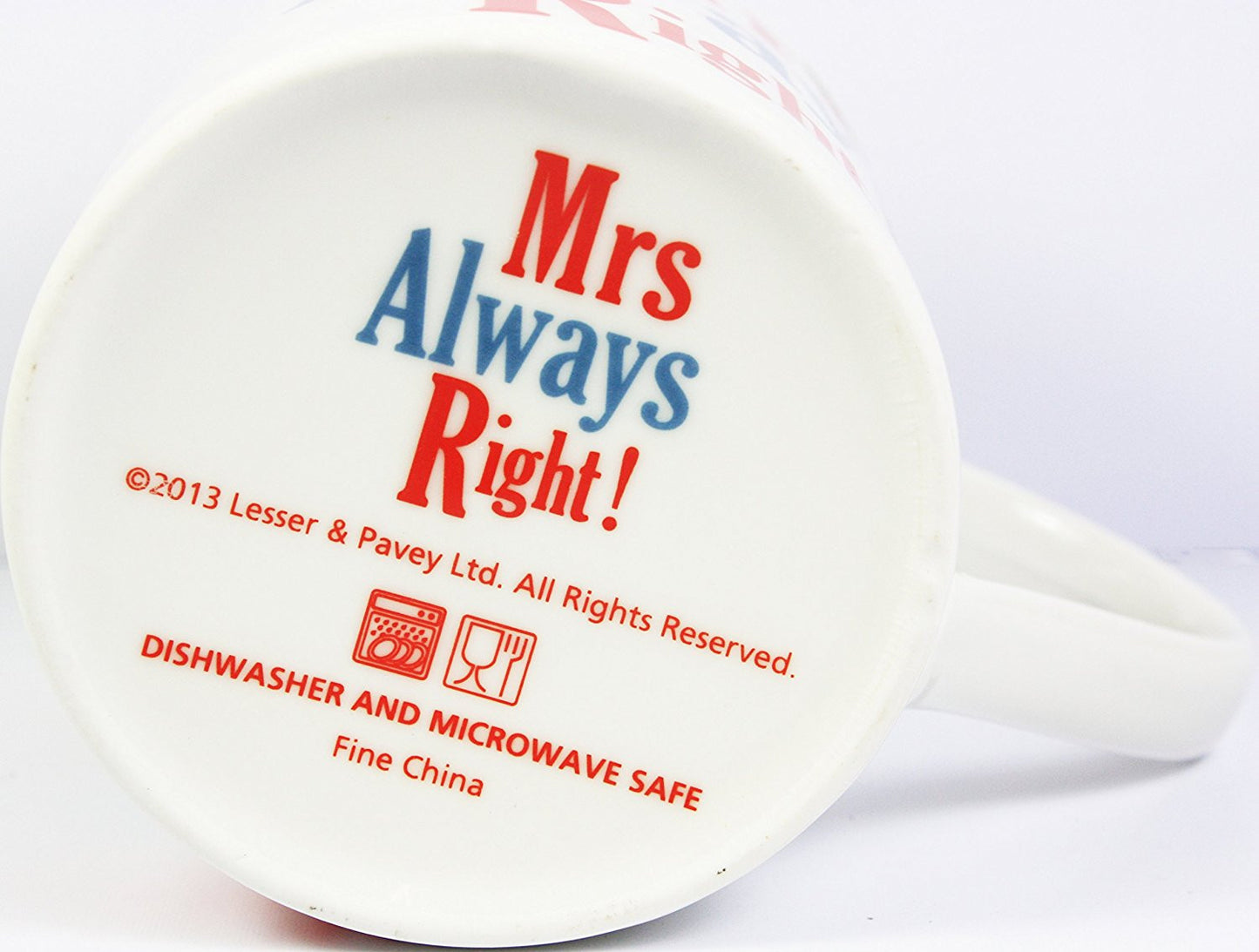 Mrs Always Right!, Fine China Mug, Microwave and Dishwasher Safe, 9x9cm - hanrattycraftsgifts.co.uk