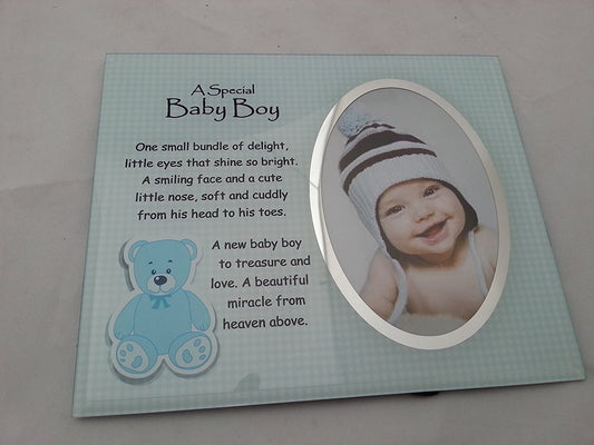 David Fischhoff Baby Boy Frame, Glass, Blue, 19 x 23 cm - hanrattycraftsgifts.co.uk
