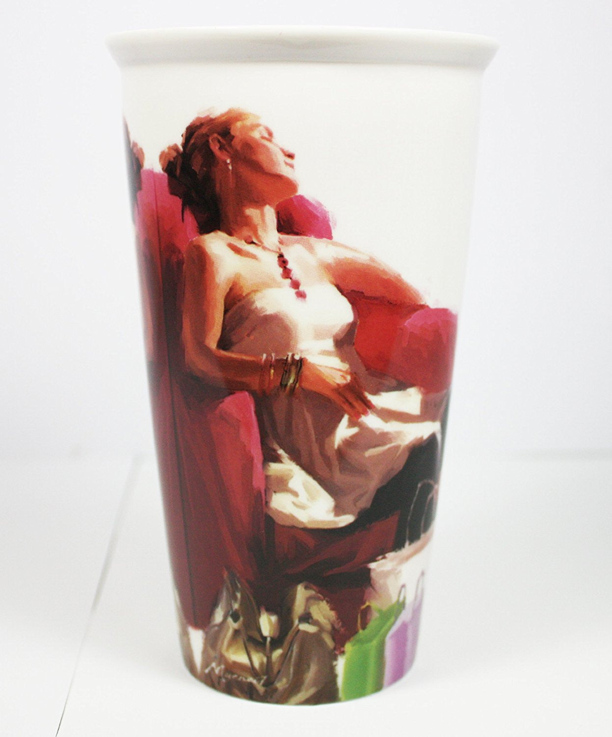 [LP32741] On Sale, Reduced to Clear - 'A Girl's Life' Double Walled Insulation With Silicon Travel Mug, Shopping, Bags etc Design, Make a Great Gift for Mum, Sister, Aunty, Niece, Gran, Keeps Drinks Hot, Ideal For Use On The Move, 6.5 inches/17cm in - hanrattycraftsgifts.co.uk