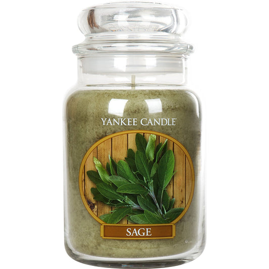 Large Yankee Candle - Sage Scent - Glass Jar - hanrattycraftsgifts.co.uk
