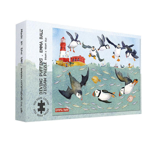 Emma Ball 1000 Piece Jigsaw Puzzle Diving Puffins Made in the UK