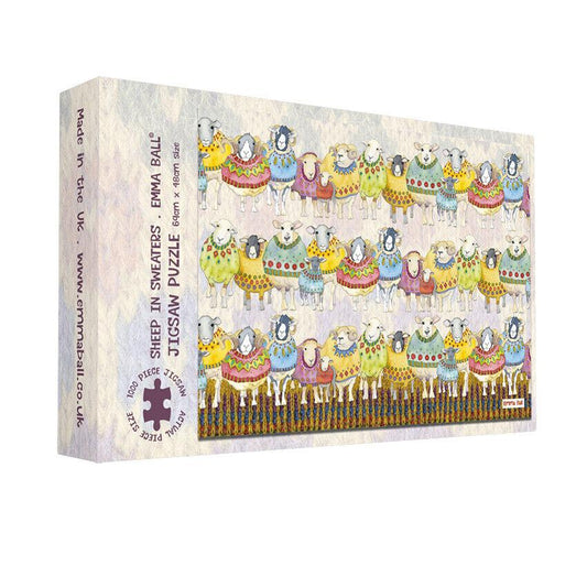 Emma Ball 1000 Piece Jigsaw Puzzle Sheep in Sweaters Made in the UK