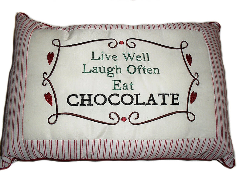Live Well, Laugh Often, Eat Chocolate" Funny Decorative Cushion - hanrattycraftsgifts.co.uk