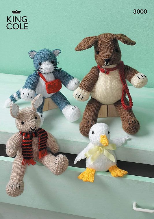 King Cole Knitting Pattern DK & Aran Yarn - TOY COLLECTION 3000