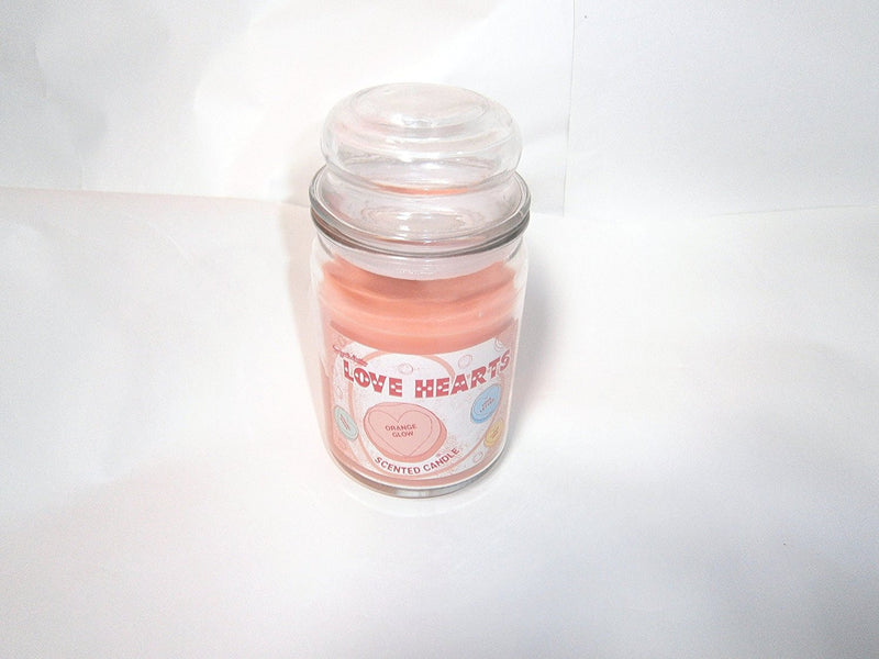 love hearts scented candle large jar orange glow - hanrattycraftsgifts.co.uk