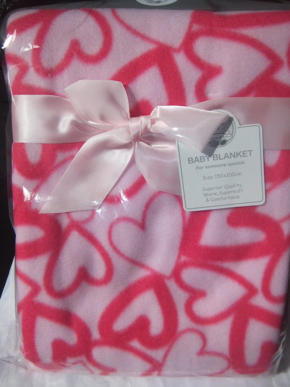Pink Hearts Baby Cot Blanket by Nursery Time 100x150cm - hanrattycraftsgifts.co.uk