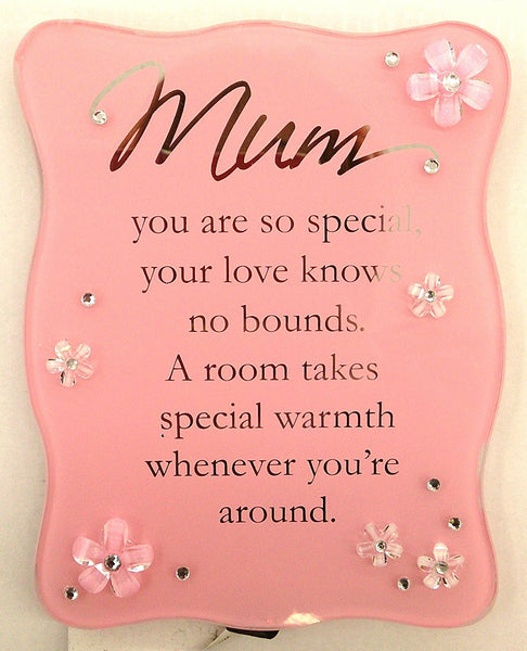 Mothers Day Pink Glass Plaque Gift - hanrattycraftsgifts.co.uk