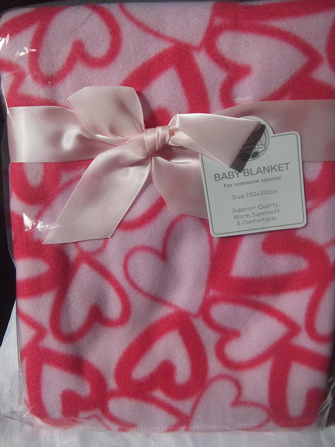 Pink Hearts Baby Cot Blanket by Nursery Time 100x150cm - hanrattycraftsgifts.co.uk