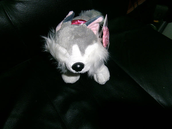husky wag 20cm with pink coat - hanrattycraftsgifts.co.uk