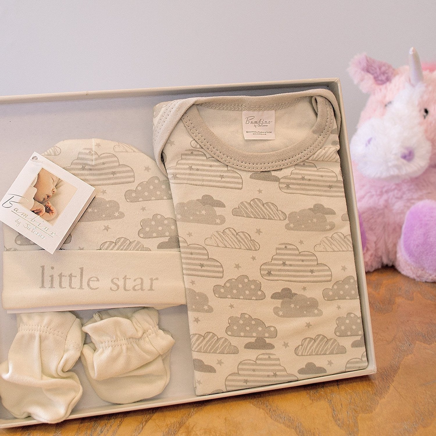 Bambino By Juliana Baby Gift - Babygrow Body Suit Hat & Mittens - CG947 - New - hanrattycraftsgifts.co.uk