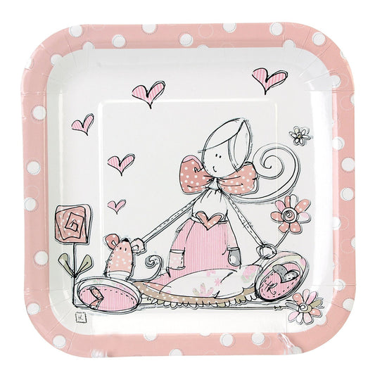 Tracey Russell Polka Dot Coll Partyware Pack of 8 Plates - Girl - hanrattycraftsgifts.co.uk