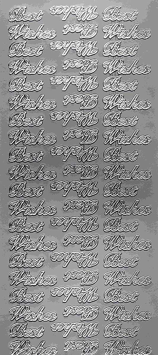 silver peel off, stickers, best wishes, ideal for arts and cards, crafts, mats, vellum etc - hanrattycraftsgifts.co.uk