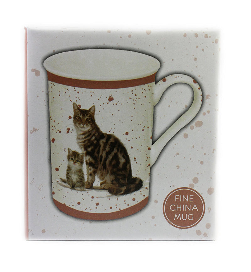 Macneil Cat and Kitten Fine China Mug (Tabby) - hanrattycraftsgifts.co.uk