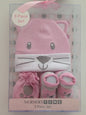 Very Cute Set for Baby - 0 to 6 months Hat, Mittens and Booties Blue Or Pink - hanrattycraftsgifts.co.uk