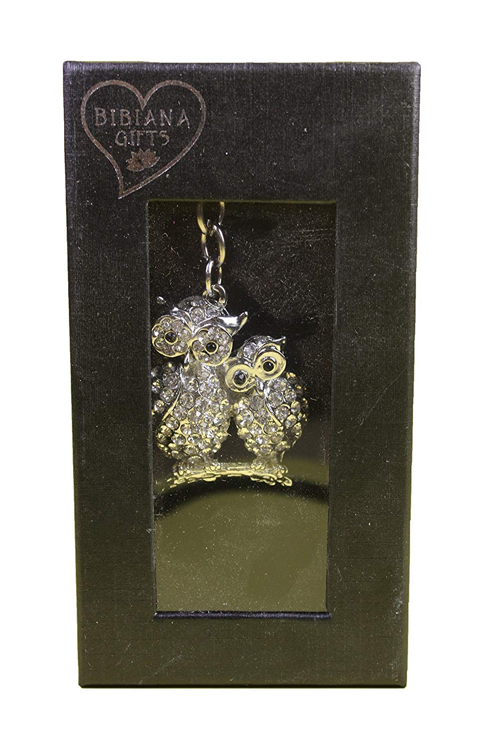 Owls Diamante Keyring and Presentation Box - hanrattycraftsgifts.co.uk