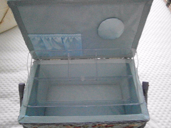 azure rose long rectangle sewing basket - hanrattycraftsgifts.co.uk