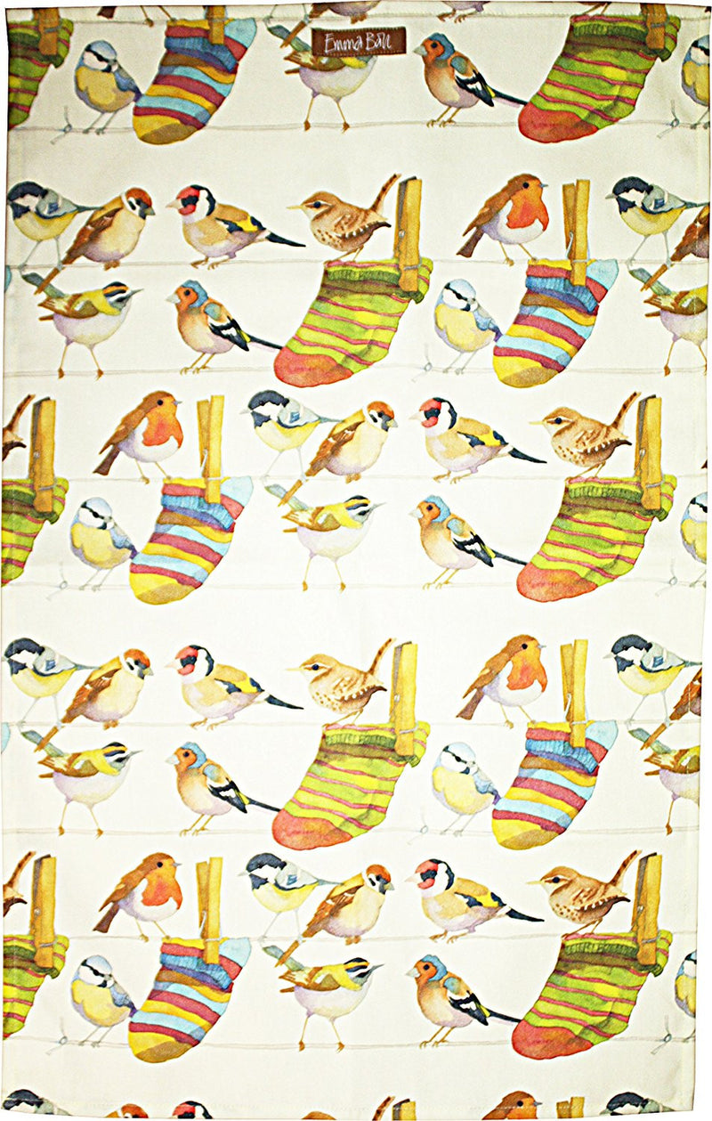 Emma Ball Garden Birds cotton Tea Towel - hanrattycraftsgifts.co.uk