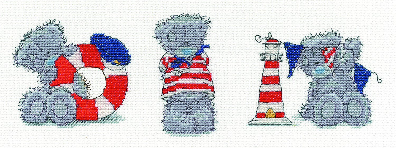 DMC "Me to You Tatty Teddy - Three Little Sailors" Cross Stitch Kit, Multi-Colour - hanrattycraftsgifts.co.uk
