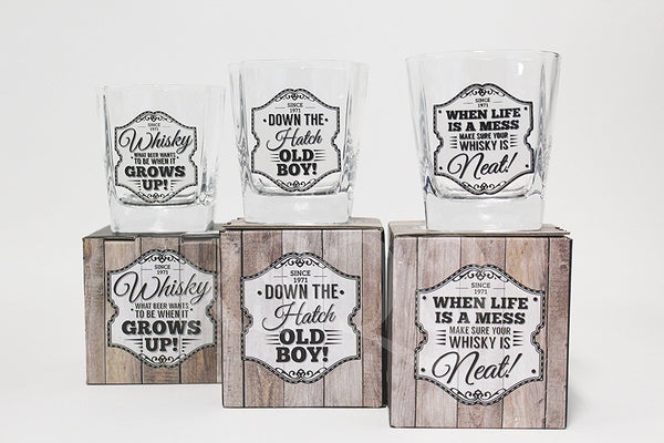 Gentlemens Whiskey Glass Slogan Gents Gift Mens Fathers Day Birthday Dad Present - hanrattycraftsgifts.co.uk