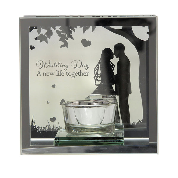 Wedding Day A New Life Together Reflections from the Heart Mirrored Tealight - hanrattycraftsgifts.co.uk
