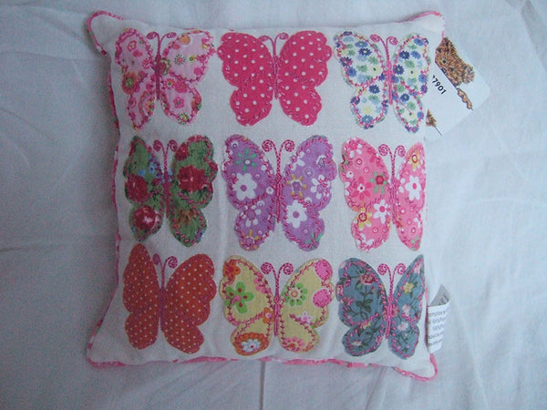 White Patchwork Butterflies Decorative Cushion - Shabby Chic Style - hanrattycraftsgifts.co.uk