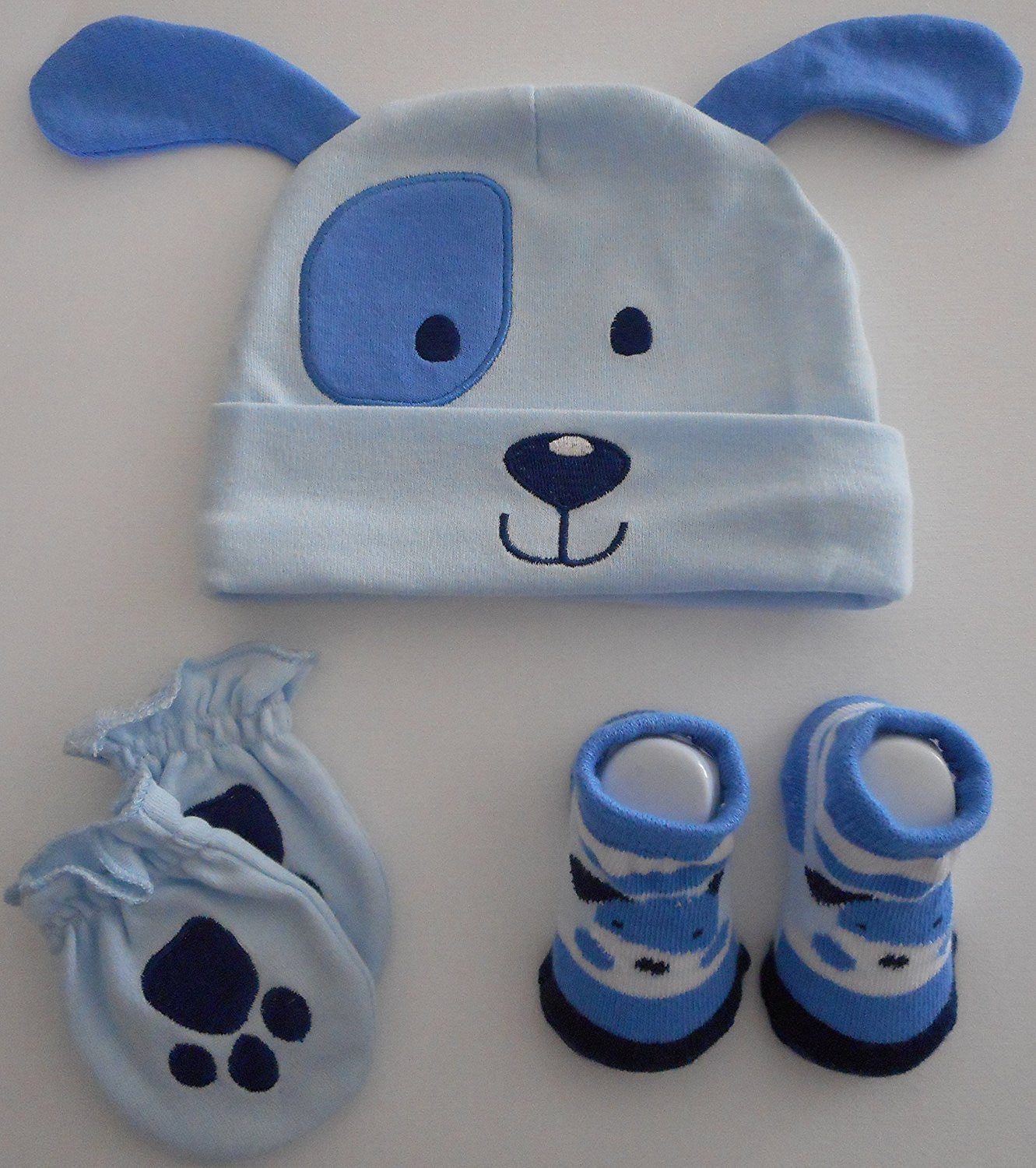 Very Cute Set for Baby - 0 to 6 months Hat, Mittens and Booties Blue Or Pink - hanrattycraftsgifts.co.uk