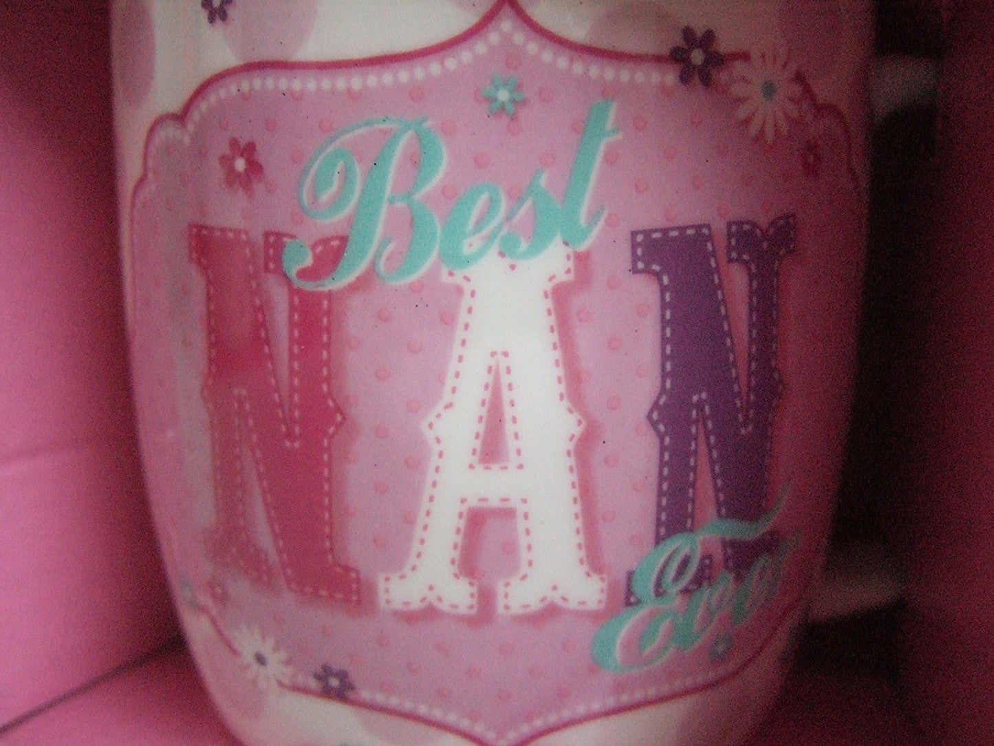 "Best Nan Ever" Pink Vintage Style Pattern Sentimental Mug - hanrattycraftsgifts.co.uk