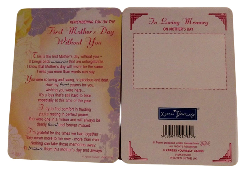 Loving Memory Mother's Day Graveside Memorial Card & Holder 5.75 x 4"- First Mother's Day 35003 - hanrattycraftsgifts.co.uk