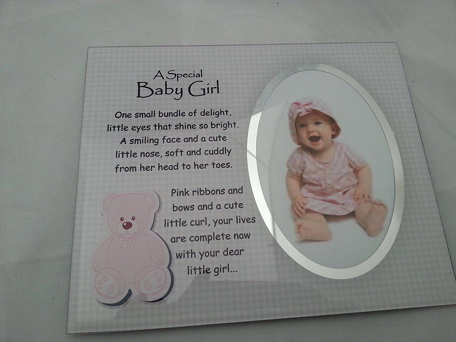 David Fischhoff Baby Girl Frame, Glass, Blue, 19 x 23 cm - hanrattycraftsgifts.co.uk