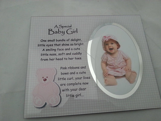 David Fischhoff Baby Girl Frame, Glass, Blue, 19 x 23 cm - hanrattycraftsgifts.co.uk