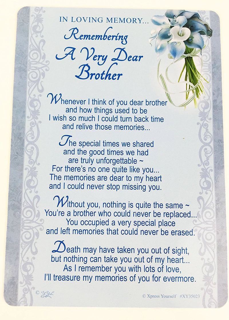 In Loving Memory - Remembering A Very Dear Brother - Grave/Graveside Memorial Card - hanrattycraftsgifts.co.uk