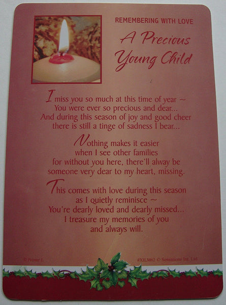 Grave Card - Remembering with love a precious young child At Christmas - hanrattycraftsgifts.co.uk