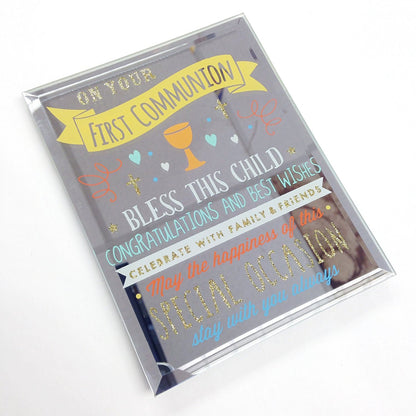 First Communion - Signography Mirror Glass Plaque - hanrattycraftsgifts.co.uk