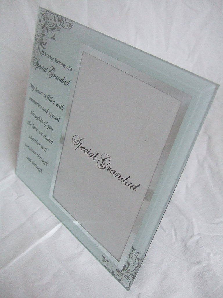 "In Loving Memory, Special Grandad" Memorial Glass 6"x4" (15x10cms) Photo Frame with Sentimental Verse - hanrattycraftsgifts.co.uk
