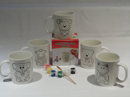 Children's Paint your own Animal Mug Cup Paint Filler Brush Christmas Stocking - hanrattycraftsgifts.co.uk