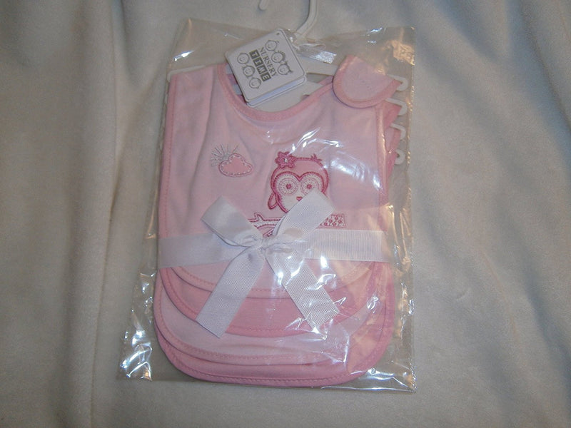 nursery time bib set one pattern 3 plain pink 4 piece set - hanrattycraftsgifts.co.uk