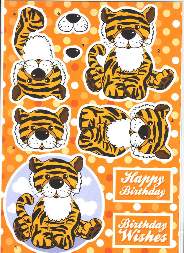 Decoupage Jungle Tiger - Cut and Create with Backing Sheet to match - hanrattycraftsgifts.co.uk