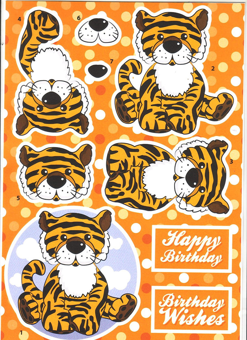 Decoupage Jungle Tiger - Cut and Create with Backing Sheet to match - hanrattycraftsgifts.co.uk